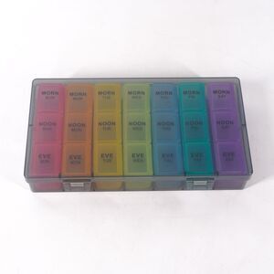 Morning Noon Night Vitamin Organizer 7-Day Pill Box Medicine Storage Container